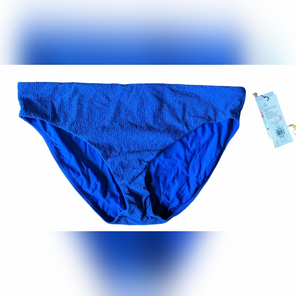 2/$30 Mid Rise Bottom Bikini Textured Jeweled Indigo Blue NWT Swim Women's XL